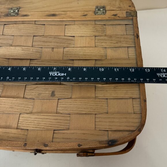 Vintage Woven Pie Carrier Basket West Rindge USA Rustic Country Cottage Baking - Picture 16 of 16